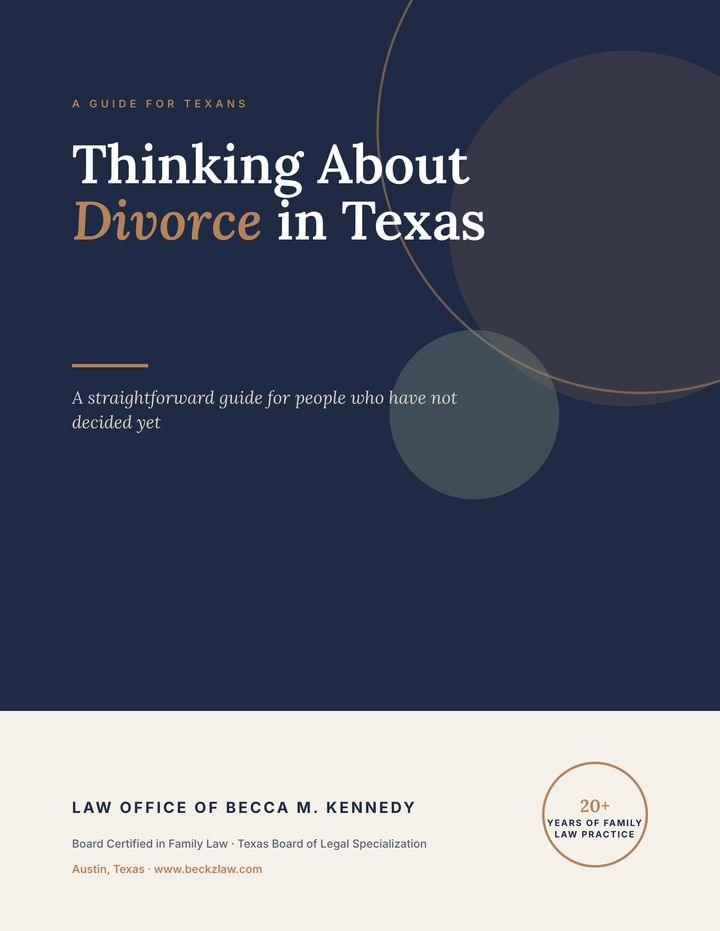 Cover of the free guide Thinking About Divorce in Texas